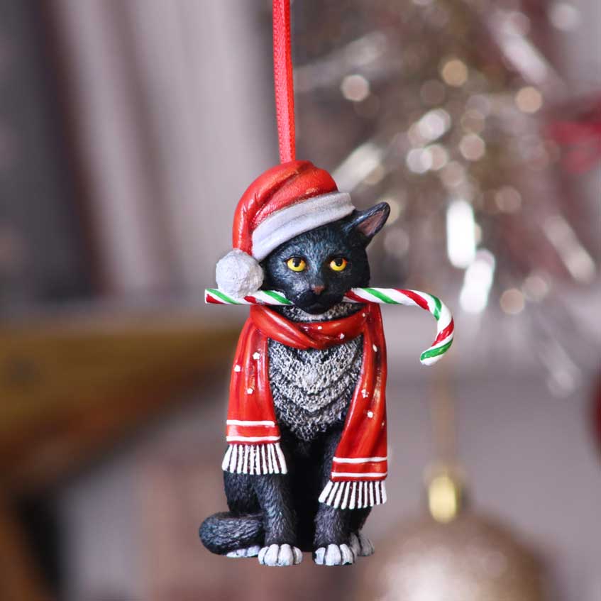 Lisa Parker - Katt med Polkagrisstång - Julgransdekoration