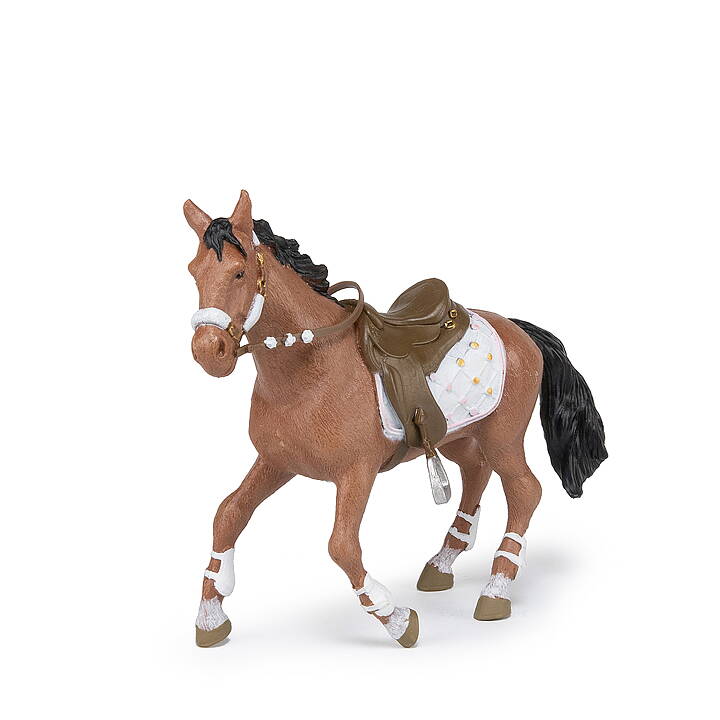 Papo - Häst med sadel vitt schabrak (Winter rider's horse)