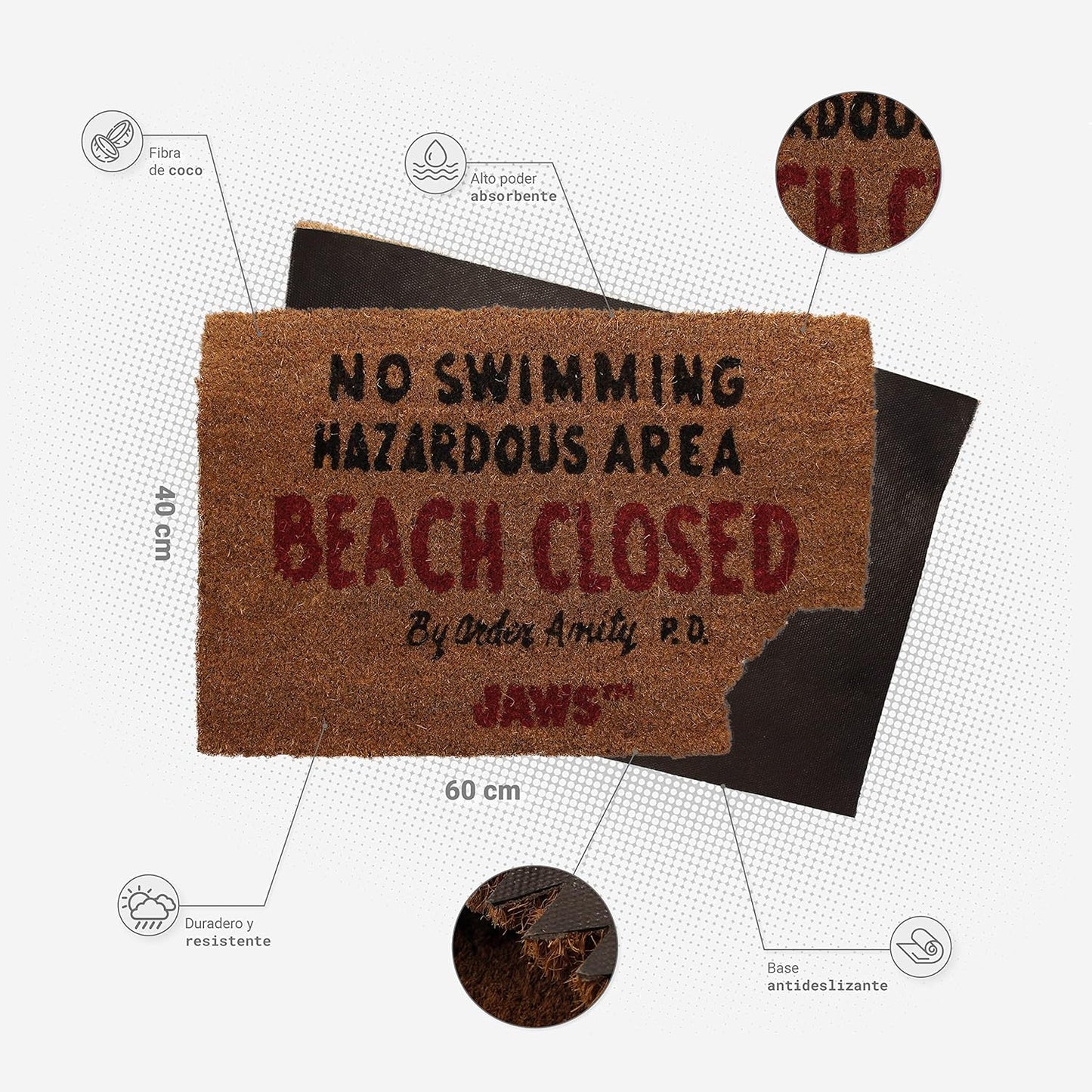 JAWS - Beach Closed Dörrmatta - SD Toys