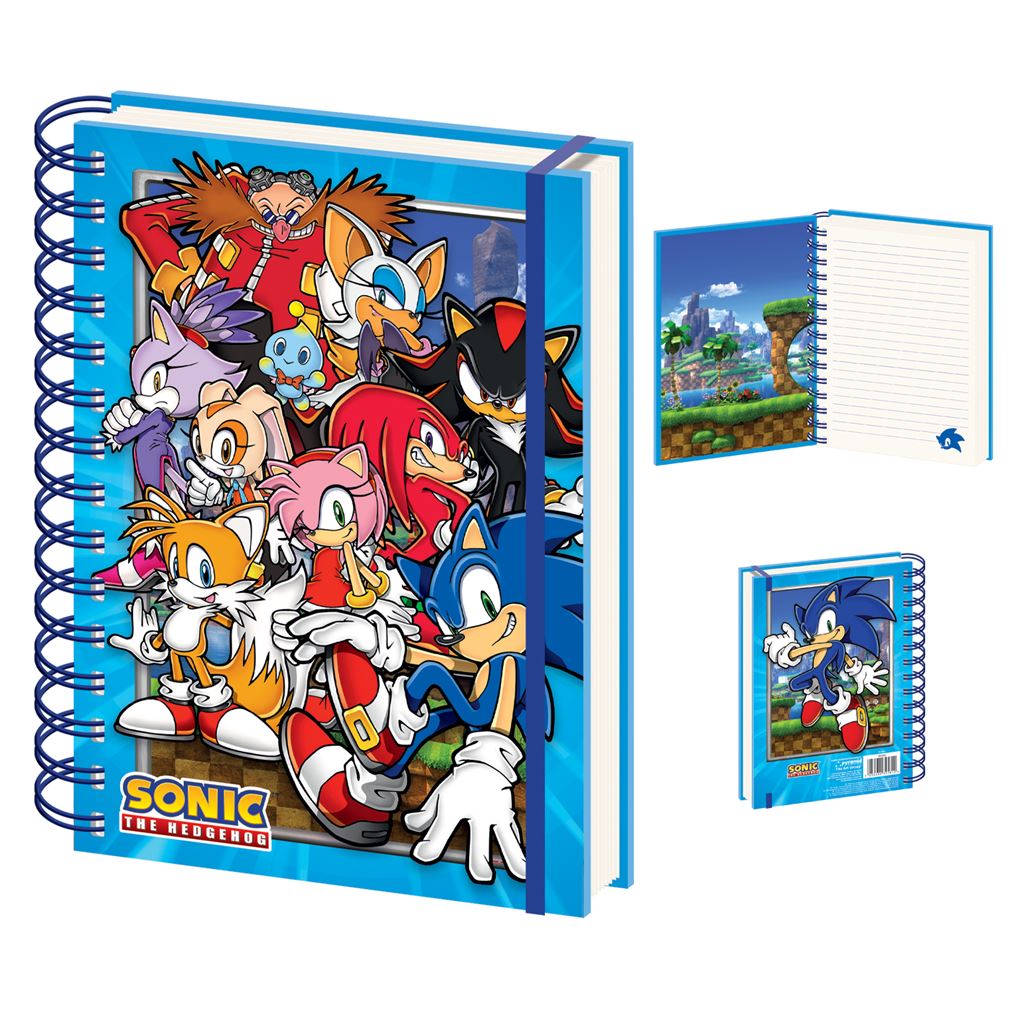 Sonic The Hedgehog - Green Hill Zone Gang - Trådbunden anteckningsbok A5