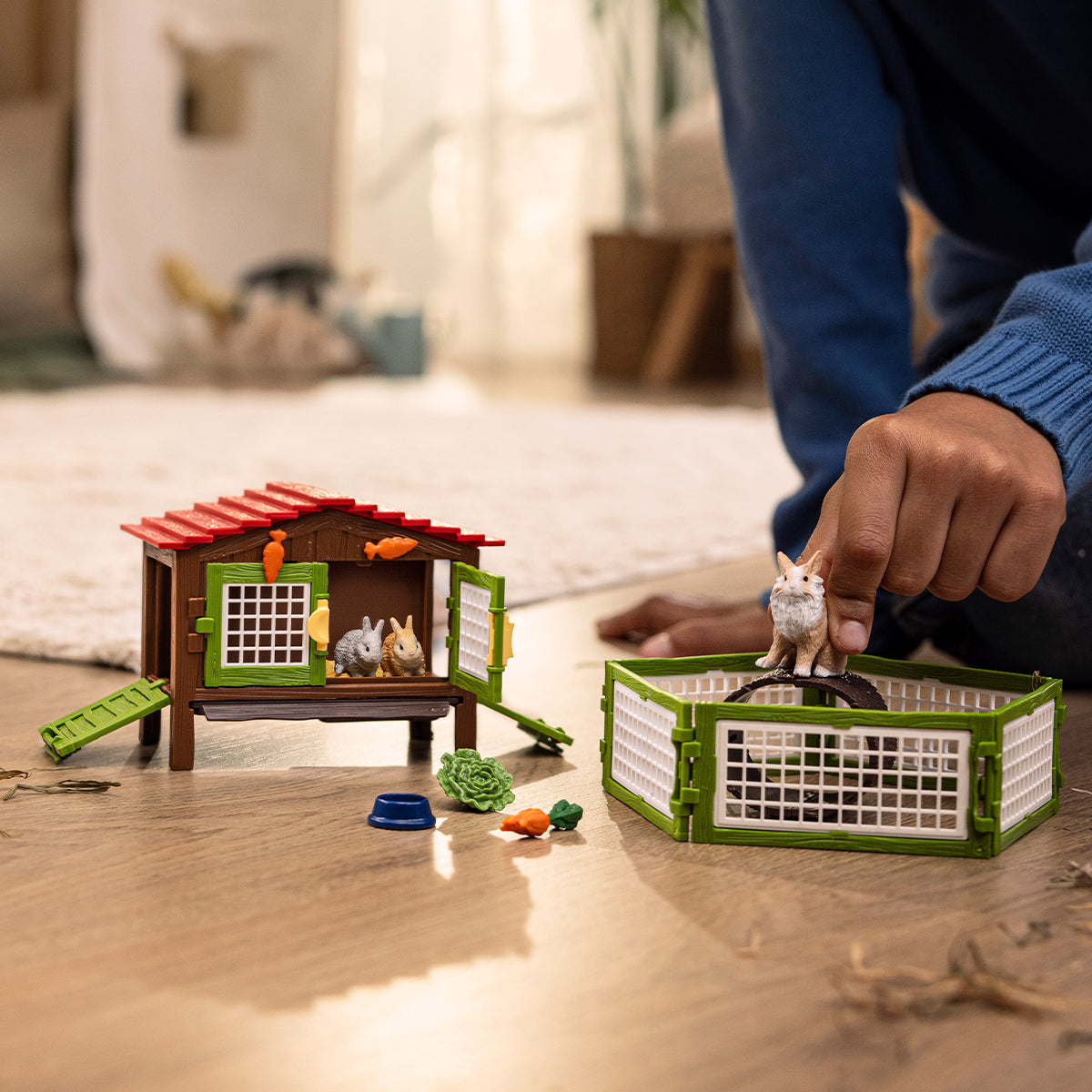 Schleich - Kaninbur med 3 kaniner