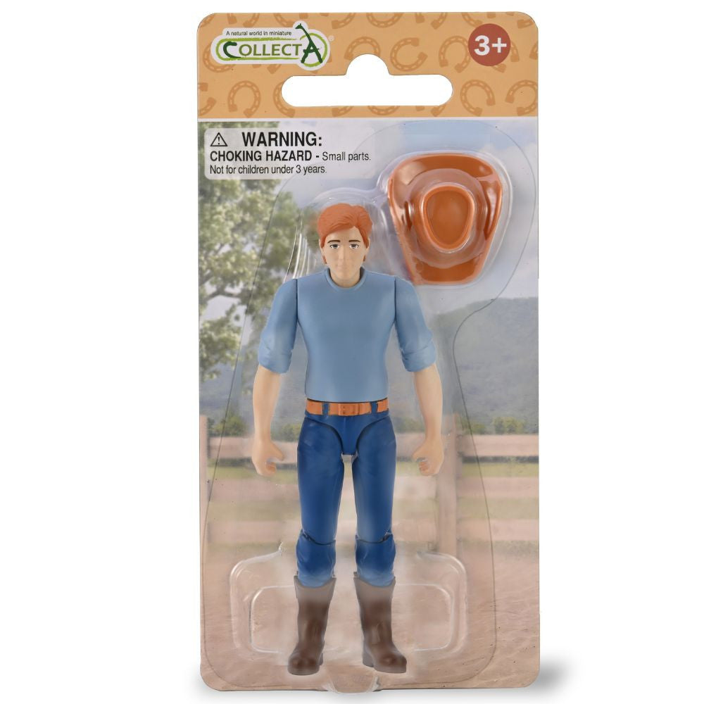 CollectA cowboyryttare med avtagbar hatt och rörliga leder, modellfigur i PVC för hästlek.