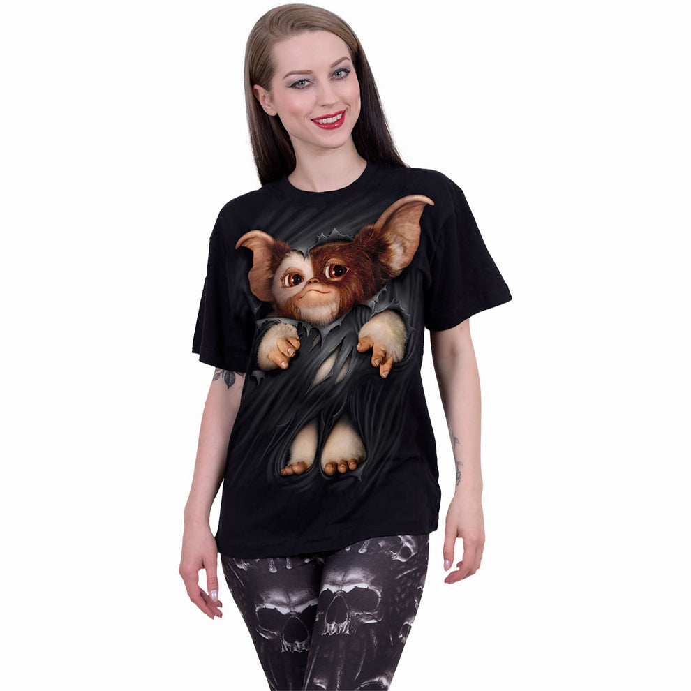 GREMLINS - GIZMO - Front Print T-Shirt Svart