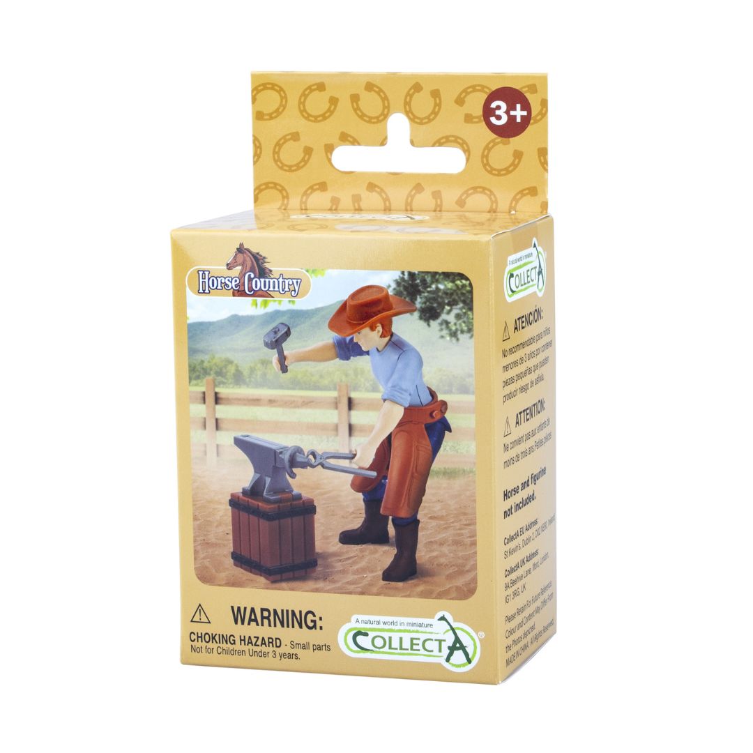 "CollectA Hovslagare & tillbehör – handmålad figur med verktyg i realistisk stallmiljö"