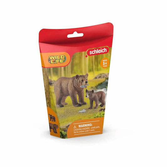 Schleich - Grizzlybjörn, hona med unge