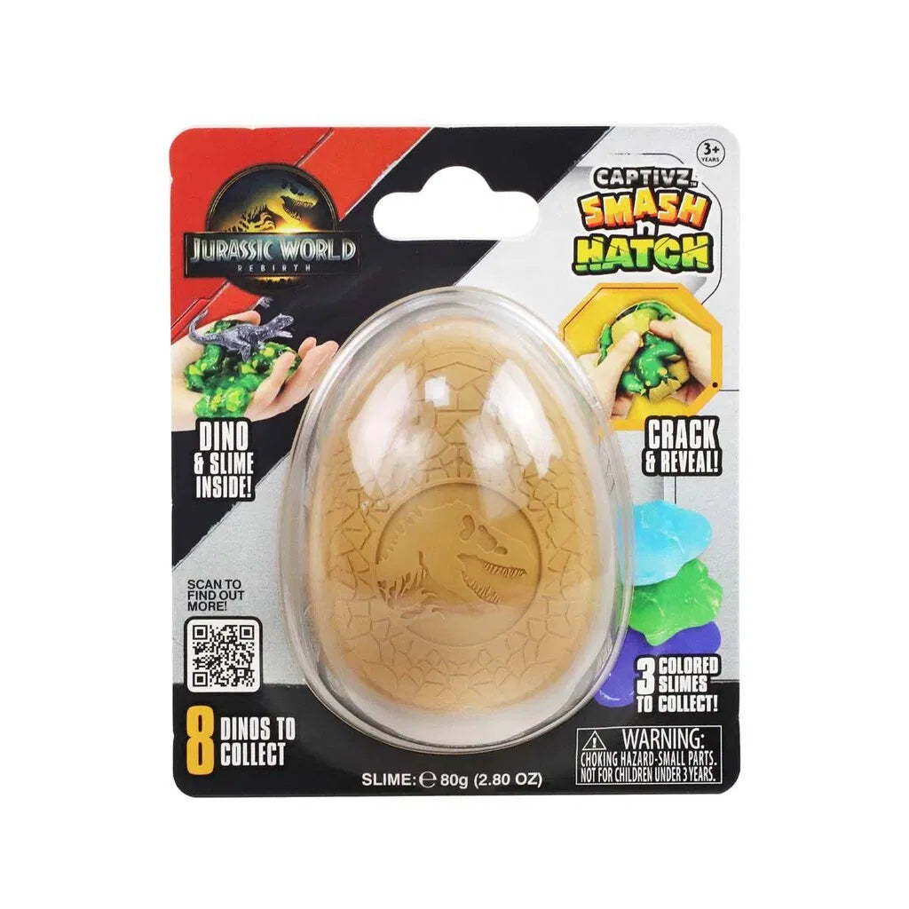 "Jurassic World Rebirth Smash N Hatch ägg med slime och överraskningsdinosaurie"