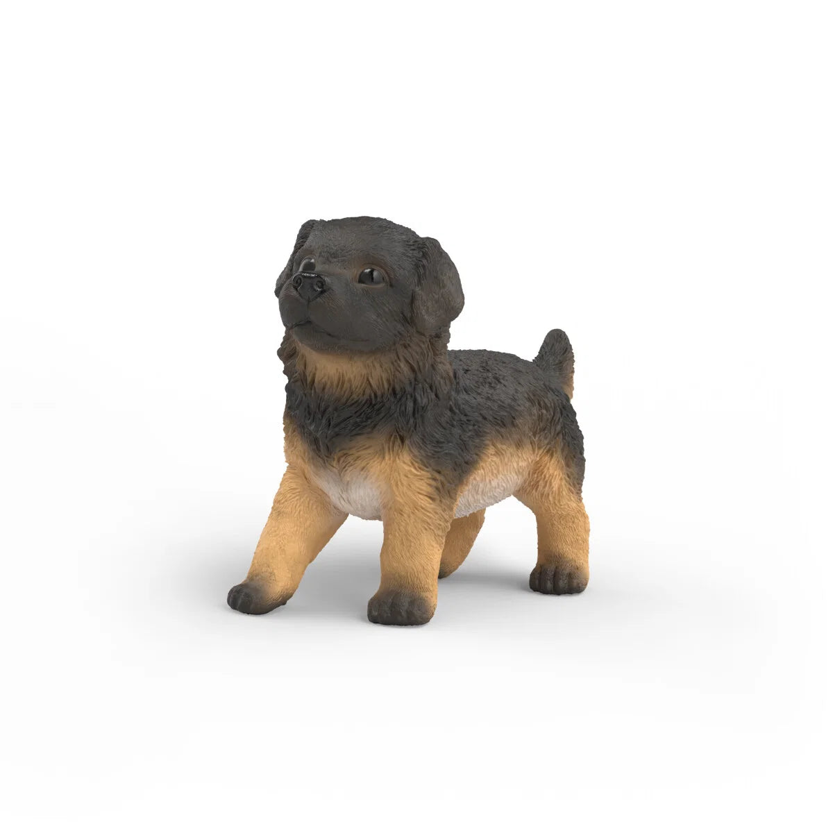 Schleich tysk schäfervalp figur med svartbrun päls och vaksam blick, realistisk modell av schäfervalp.
