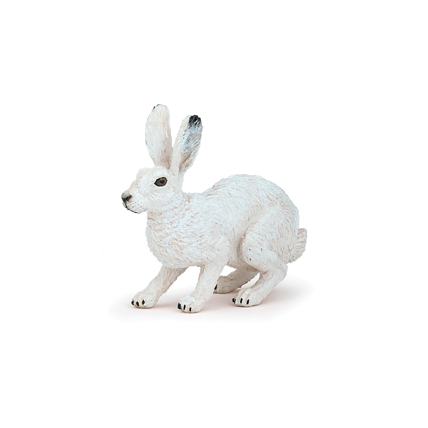 Papo polarhare figur med vit päls i sittande position, naturtrogen modell av arktisk hare.