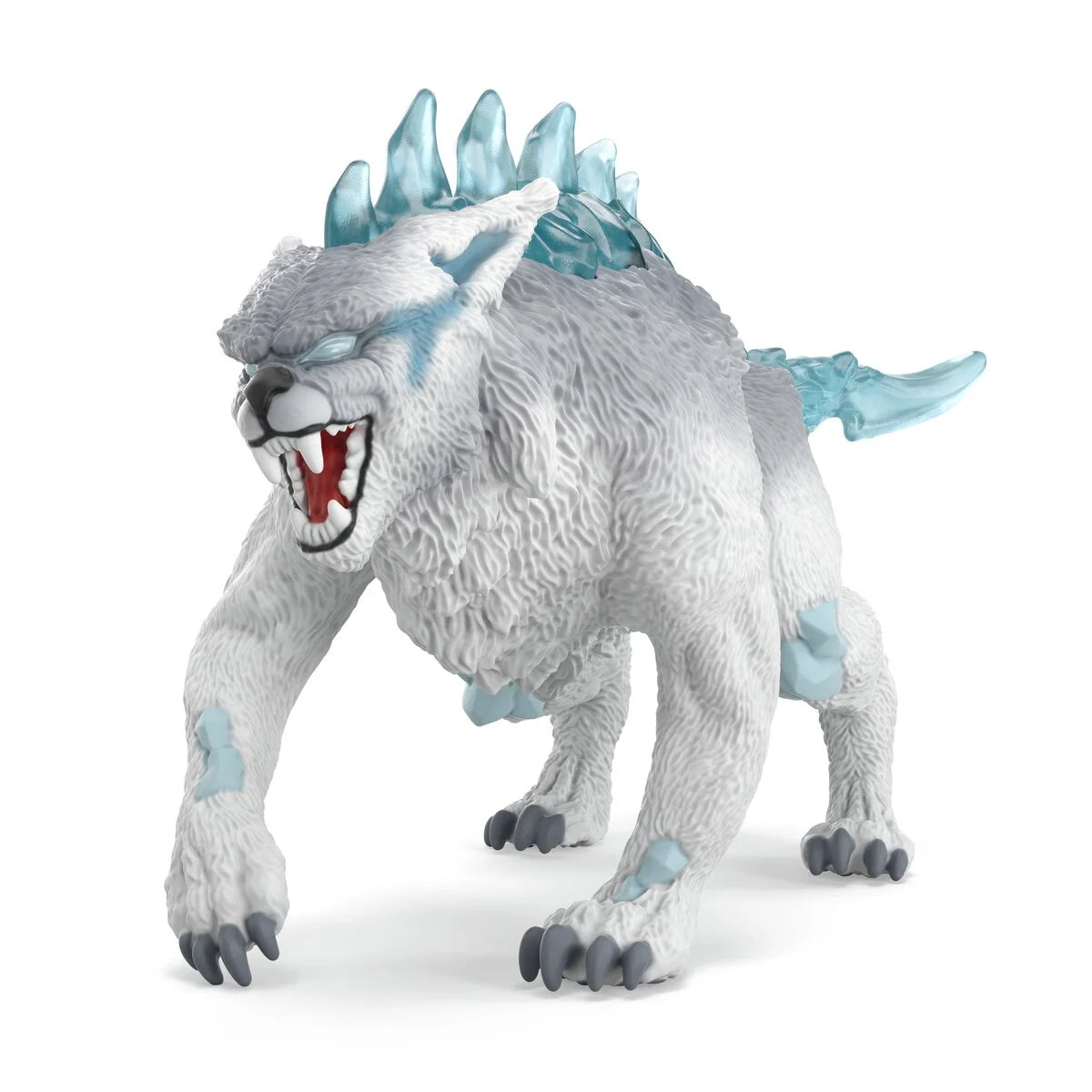 Schleich ELDRADOR® CREATURES Is Lodjur med vitgrå päls, iskristaller på ryggen och handmålade detaljer.