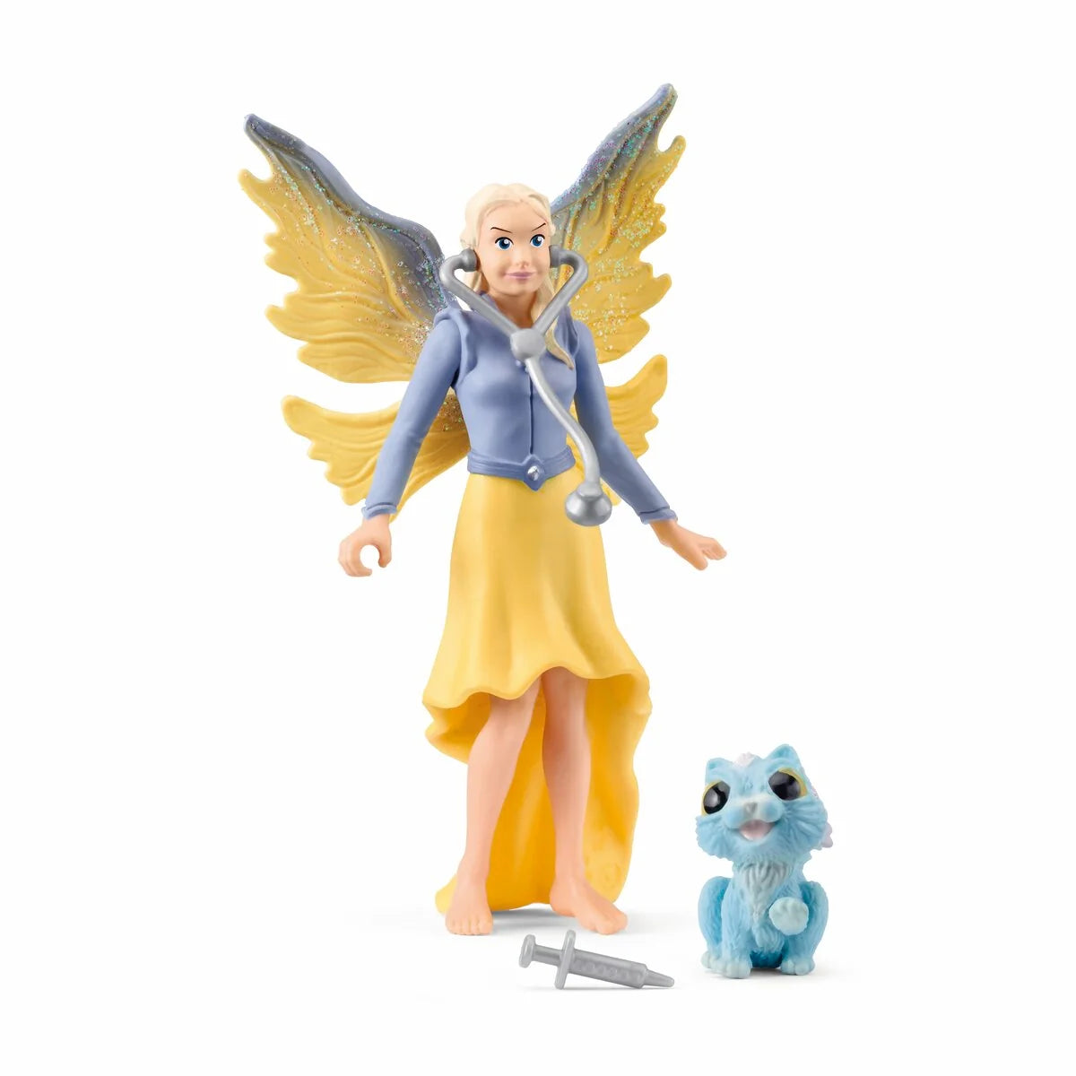 Schleich Magisk djurvård POCKET SET med älvan Sera, bevingad kattunge, stetoskop och spruta från BAYALA®.