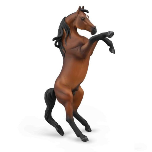 CollectA Arabiskt fullblod hingst brun i stegrande pose med svart man och svans, realistisk hästfigur i skala 1:20.