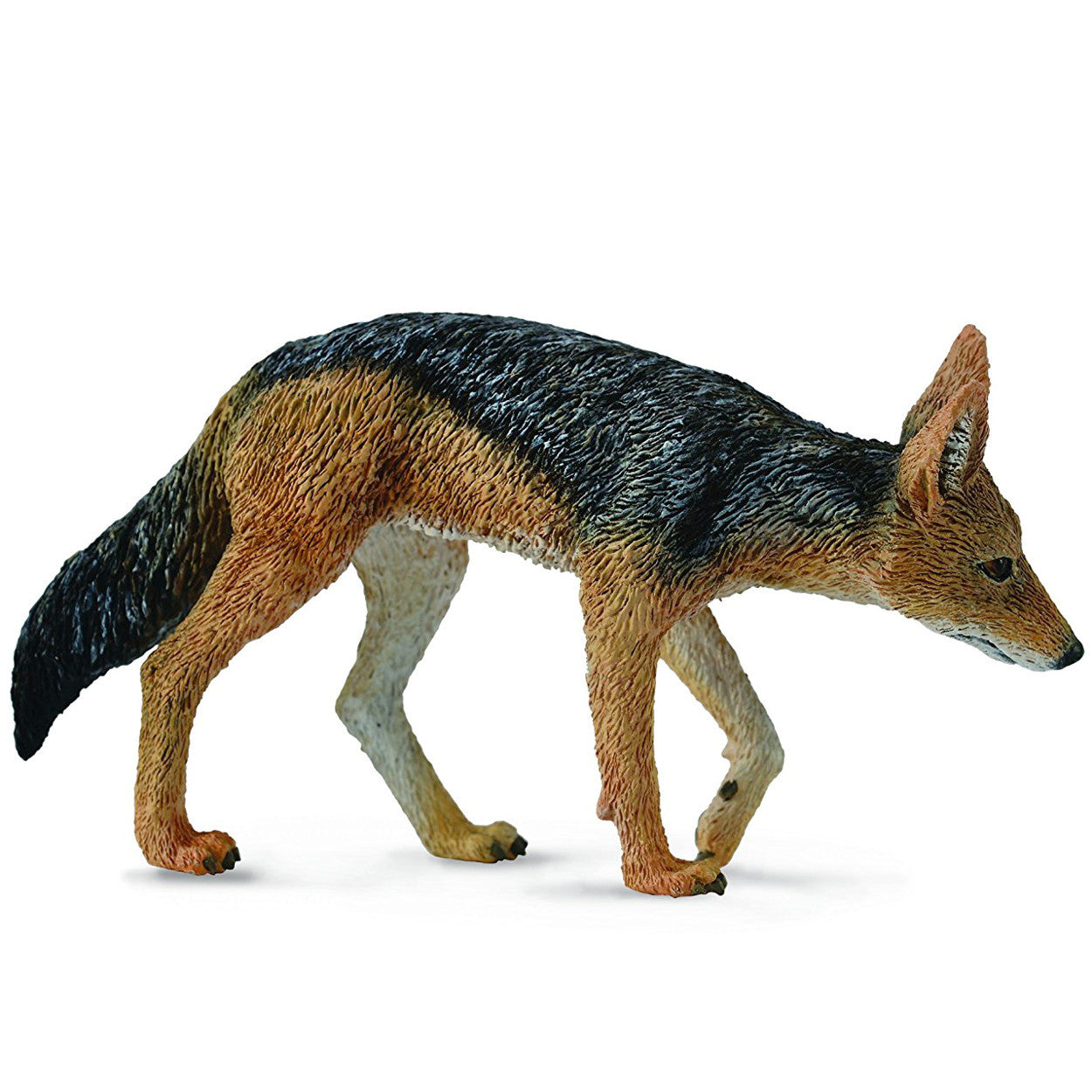 "CollectA Schabrakschakal – handmålad figur av svartryggad schakal med rödbrun päls"