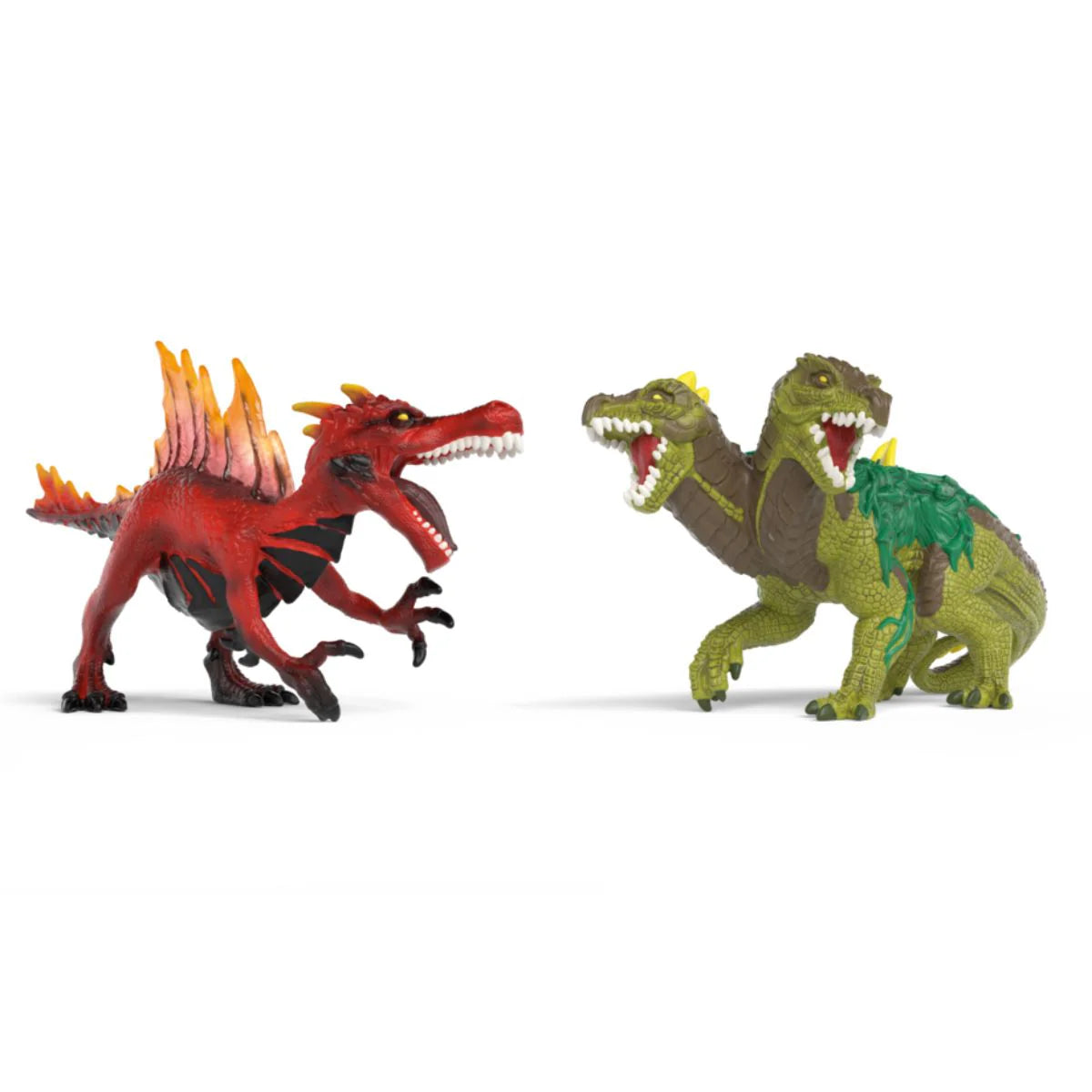 Schleich ELDRADOR CREATURES Elddinosaurien och tvåhövdad Djungelödla i dramatisk strid mellan lava- och djungelvärlden.