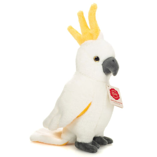 ”Hermann Teddy kakadua – mjukt 28 cm gosedjur med naturtrogna detaljer och vit plysch.”