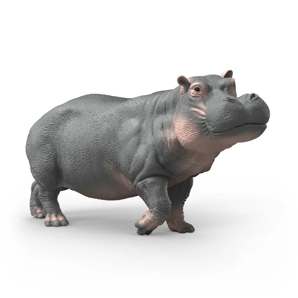 Schleich flodhäst figur med grå hud och realistiska detaljer, naturtrogen modell av flodhäst från Afrika.