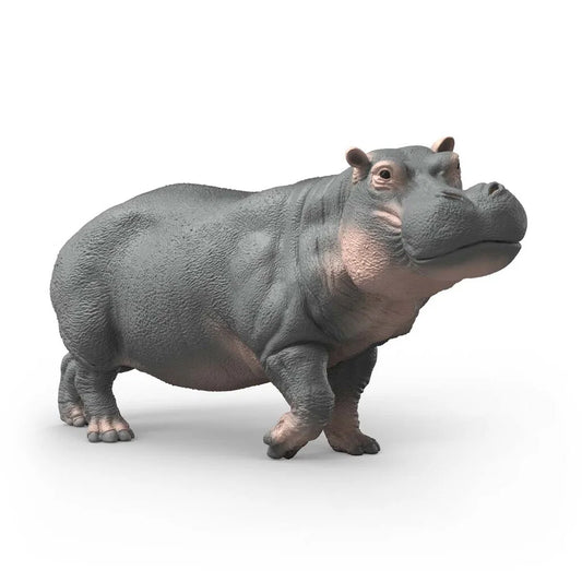 Schleich flodhäst figur med grå hud och realistiska detaljer, naturtrogen modell av flodhäst från Afrika.