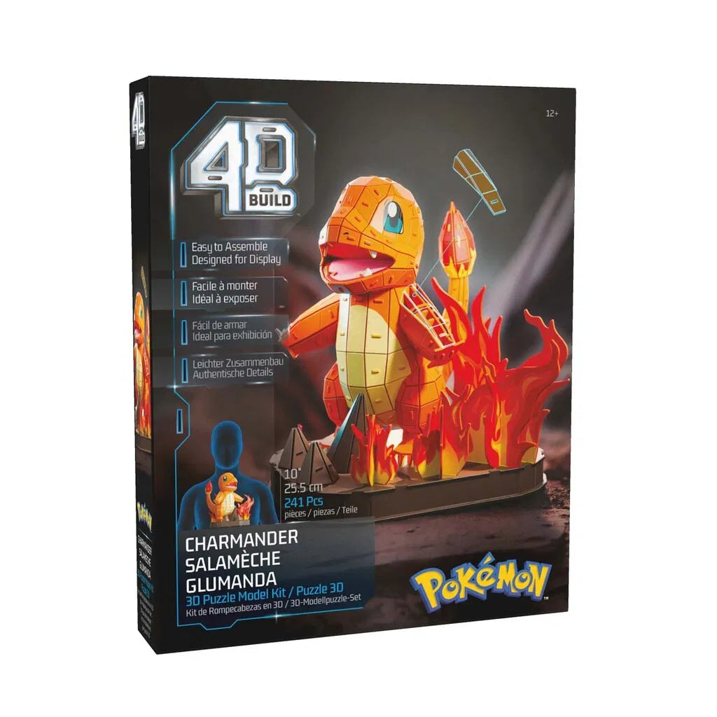 "4D Build Charmander 3D-modell färdigbyggd med flammande svans"