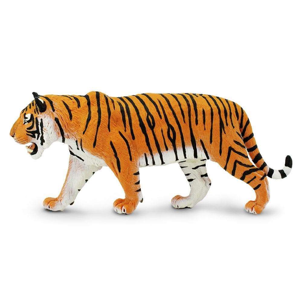 Stor handmålad sibirisk tiger från Safari Ltd med realistiska ränder och kraftfull kropp i naturlig pose.
