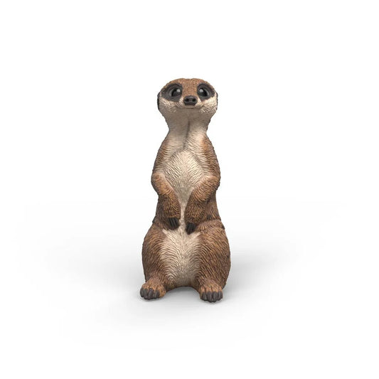 Schleich surikat figur stående på bakbenen med vaksam blick, realistisk modell av afrikansk surikat.