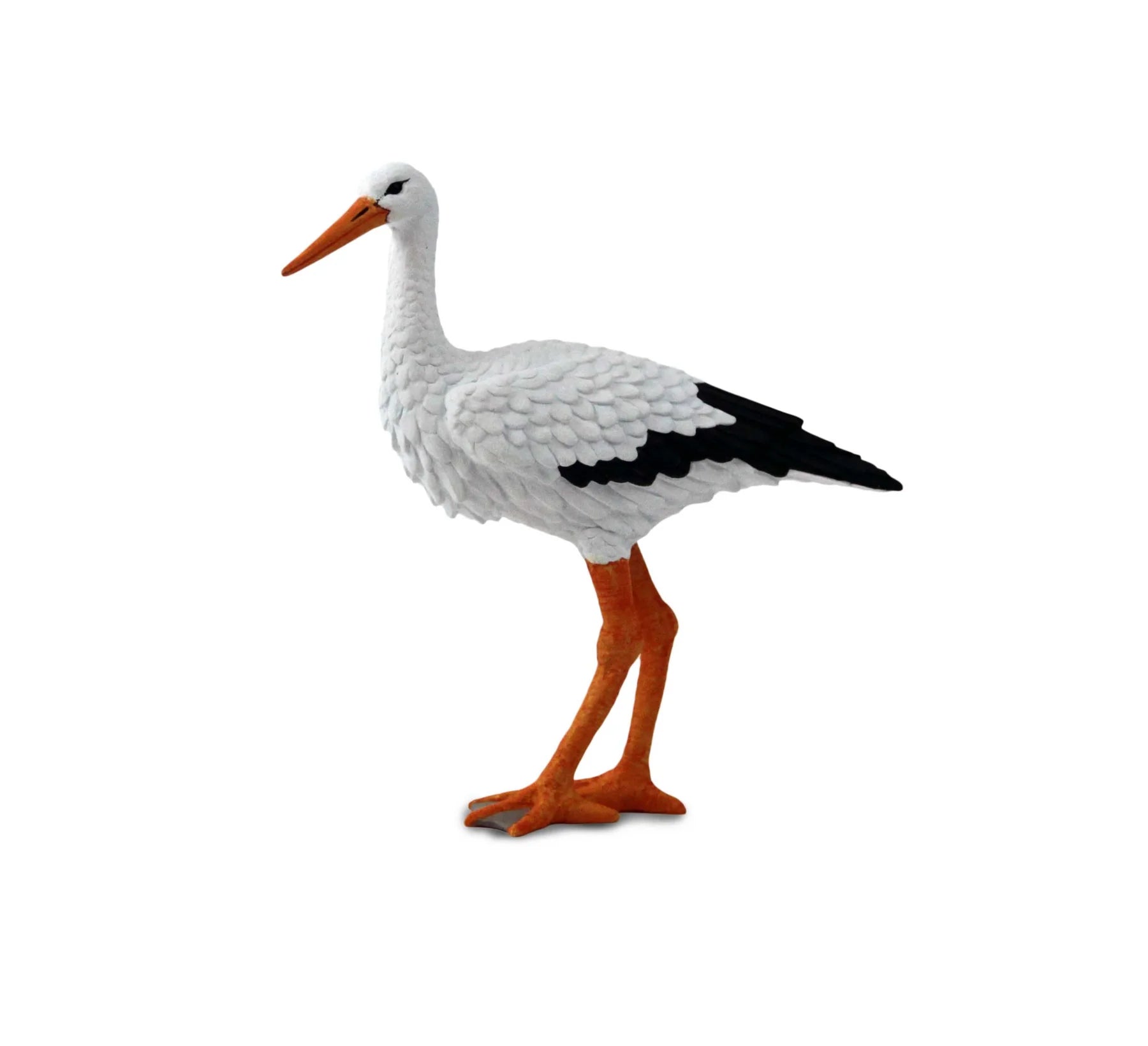 Safari Ltd Stork stor modell med svartvit fjäderdräkt, långa röda ben och röd näbb, handmålad figur från Incredible Creatures® Collection.