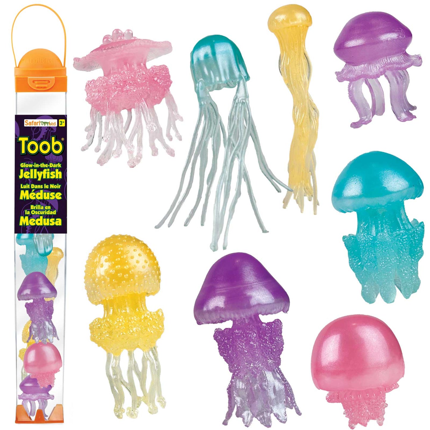 Safari Ltd Maneter Självlysande TOOB® med åtta handmålade manetfigurer som lyser i mörkret från Safari Ltd TOOB® Collection.