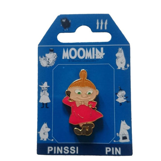 Mumin pin med Lilla My i röd klänning, liten metallpin för jacka, väska eller mössa.