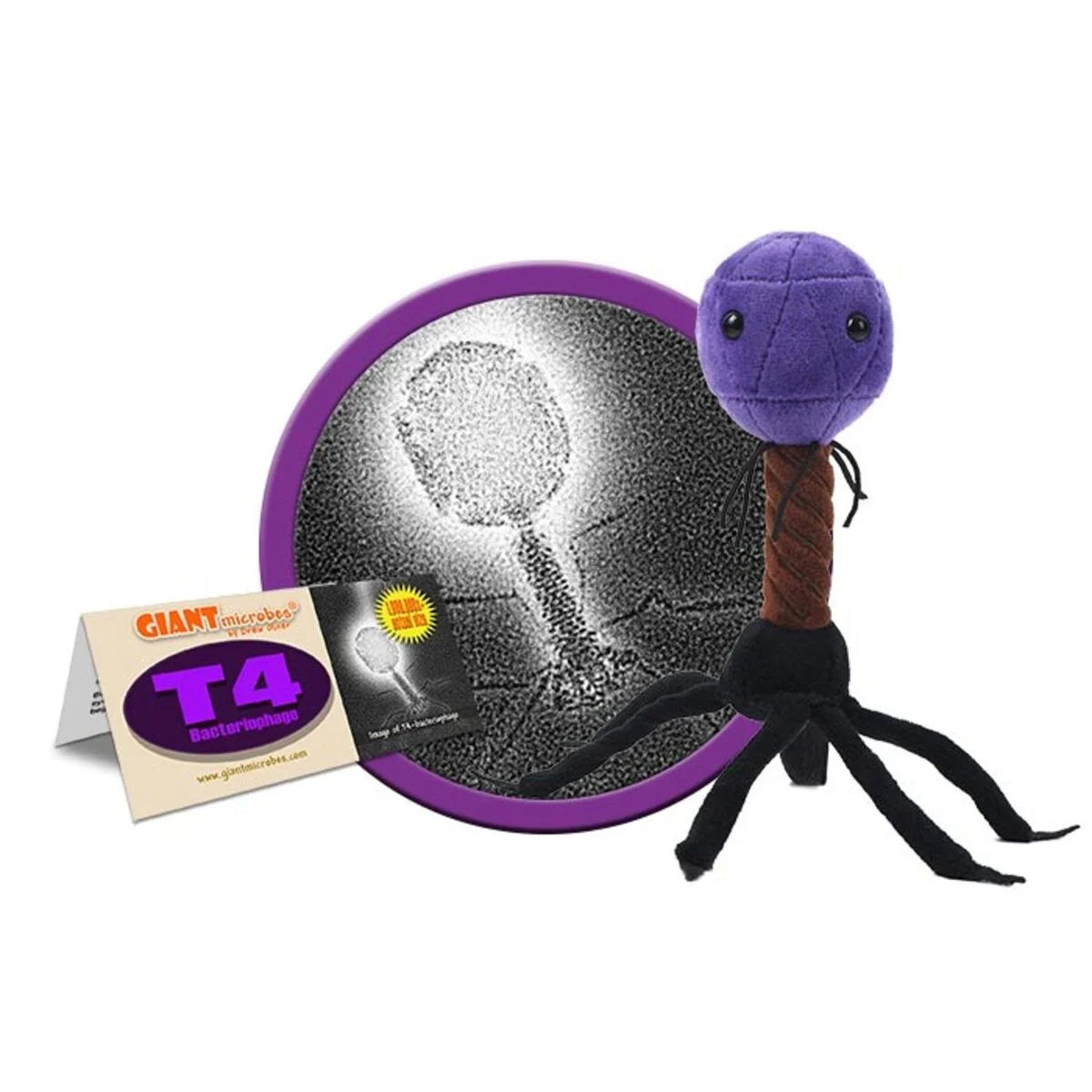 ”GIANTmicrobes plyschfigur av T4 Bakteriofag med rörliga ben, färgstark och pedagogisk modell av virus.”